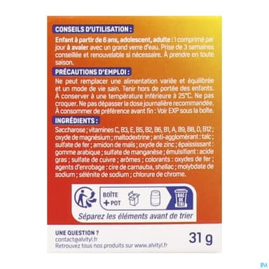 Alvityl Vitalite A Avaler Comprime 40