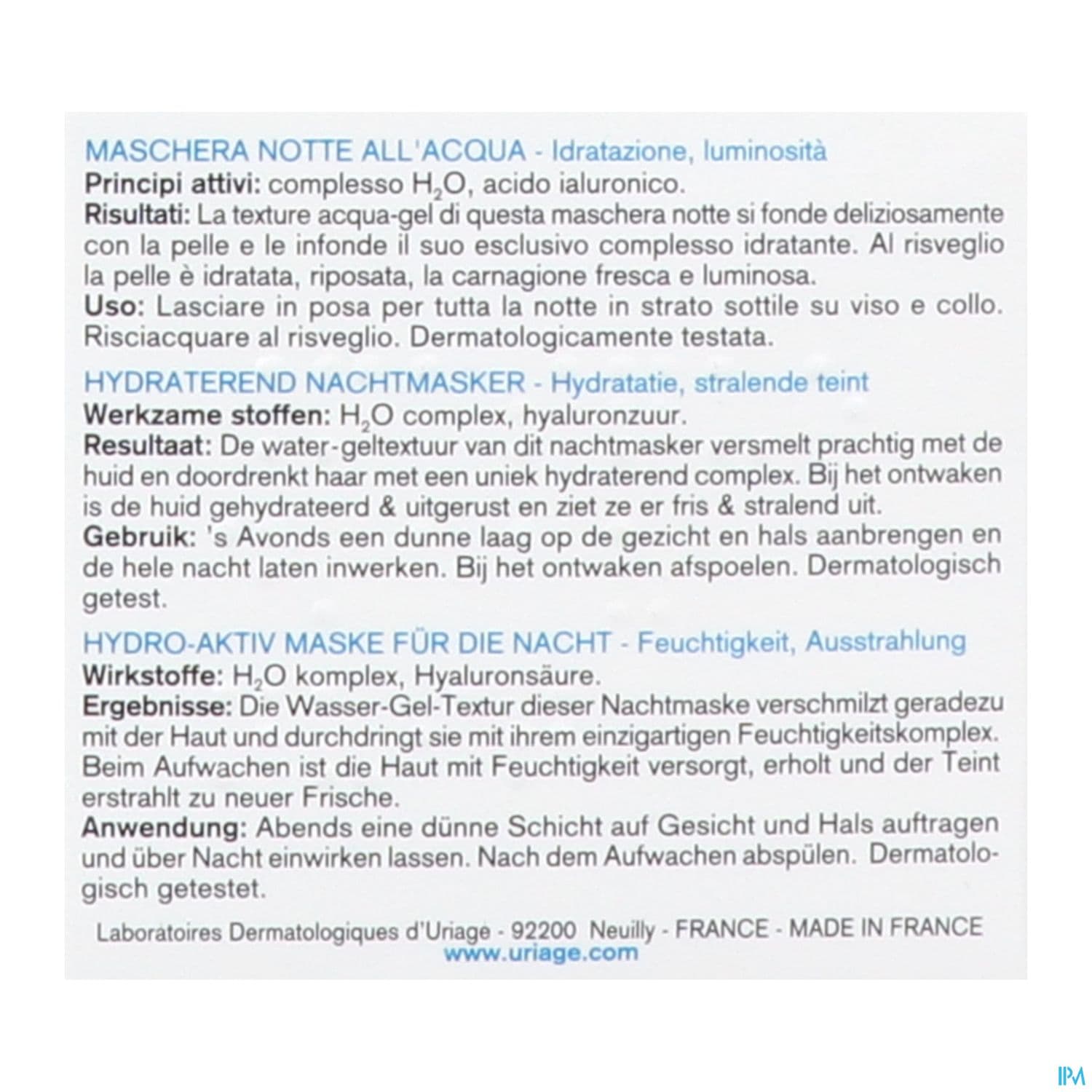 URIAGE EAU THERM MASQ EAU NUIT50ML