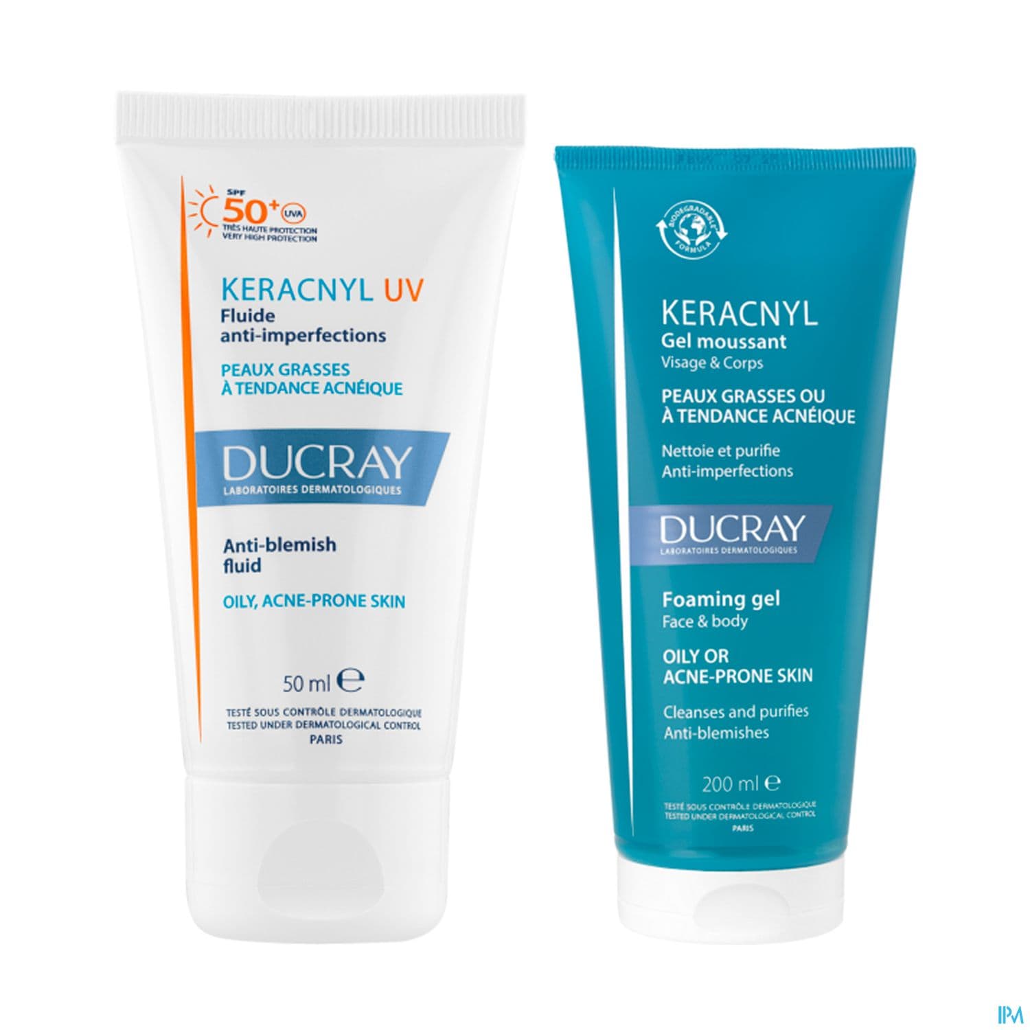 Ducray Keracnyl Uv 50+ Fluide Antiimperfections 50ml + Gel Moussant 40ml Offert