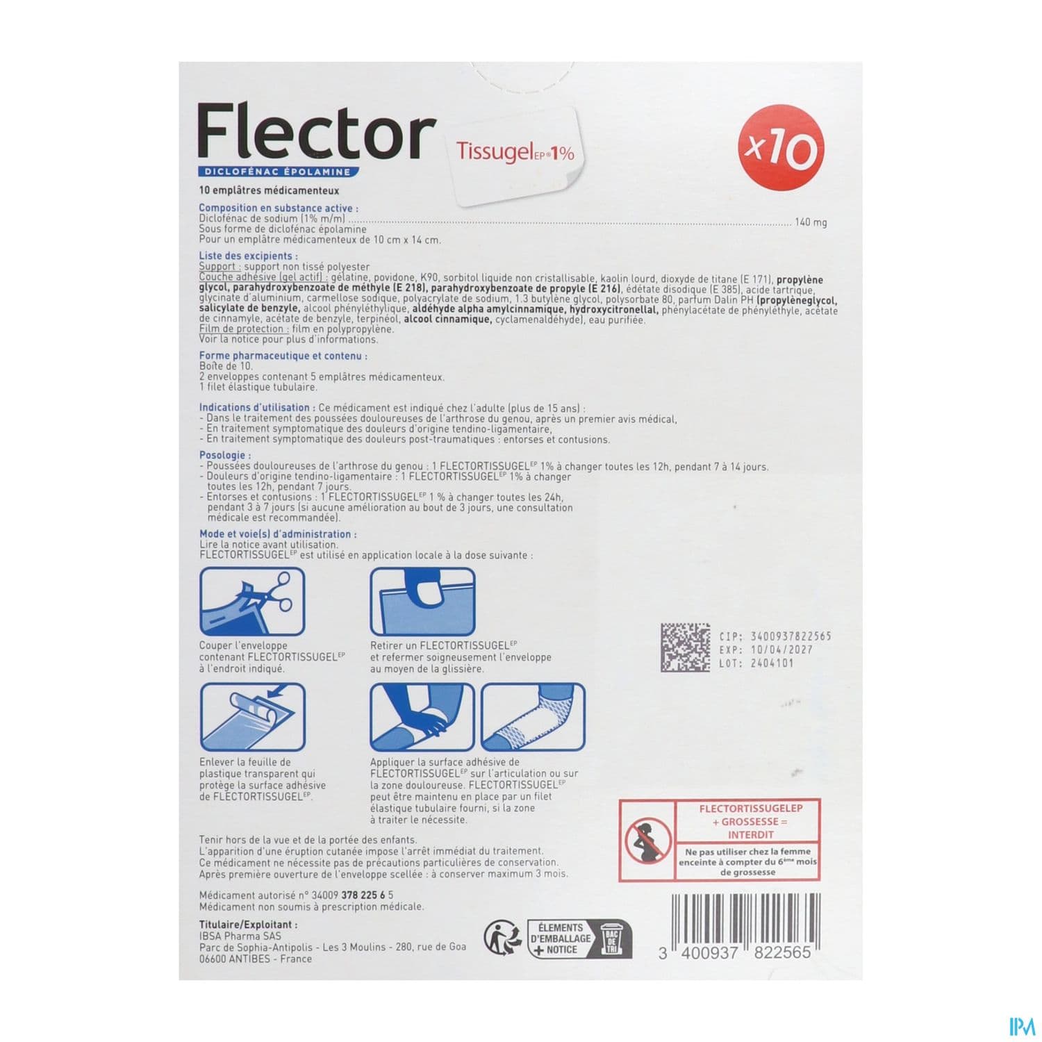 FLECTORTISSUGELEP 1% EMPLATRE 10