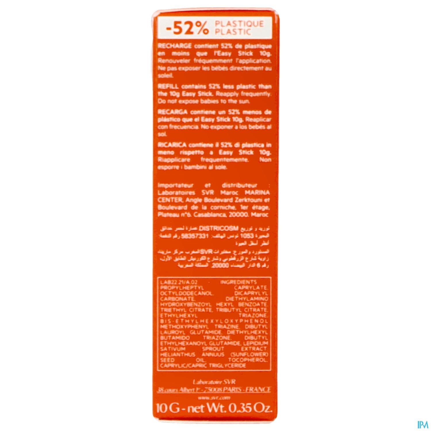 SVR SUN SECURE EASY STICK 50+ RECH
