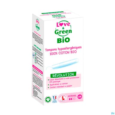 LOVE&GREEN TAMPON APPLIC NORMAL 16