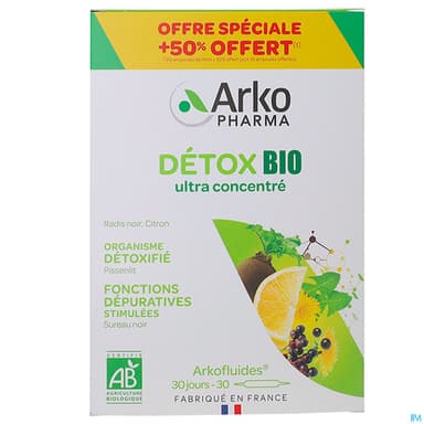 Arkofluides Bio Detox Ampoule Buvable 10ml 20 + 10
