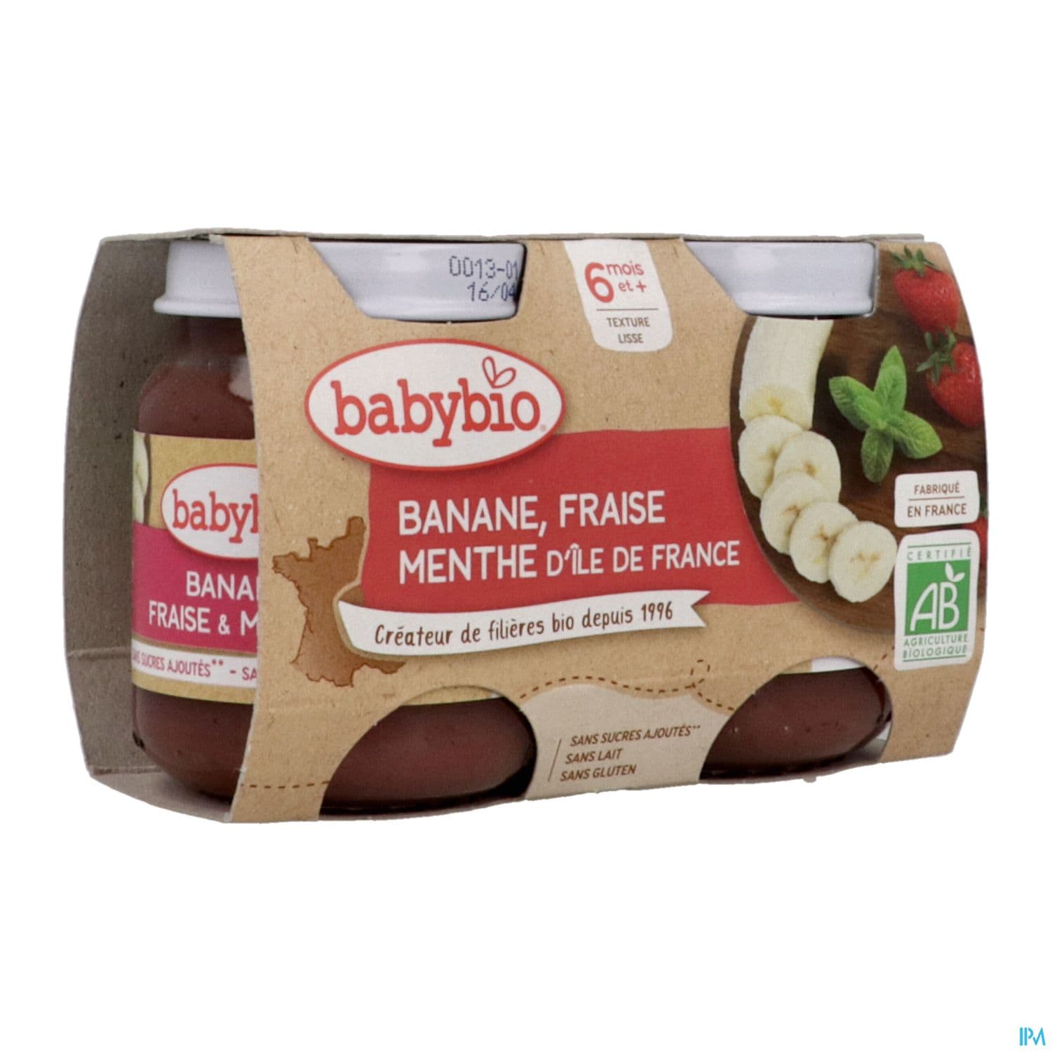 BABYBIO BANANE/FRAISE MENTH 2X130G