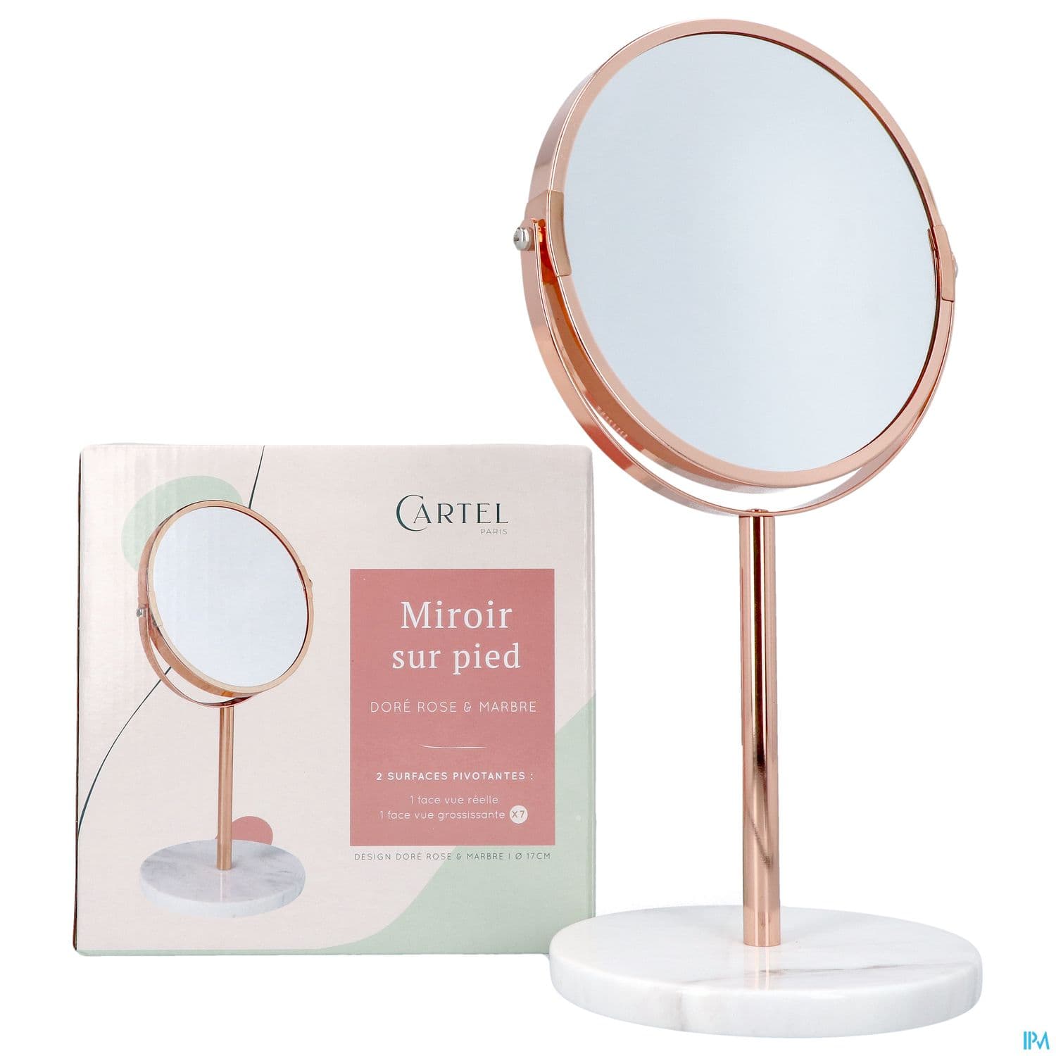 Cartel By Vitry Miroir Pied Or Rose Marbre X7 17cm