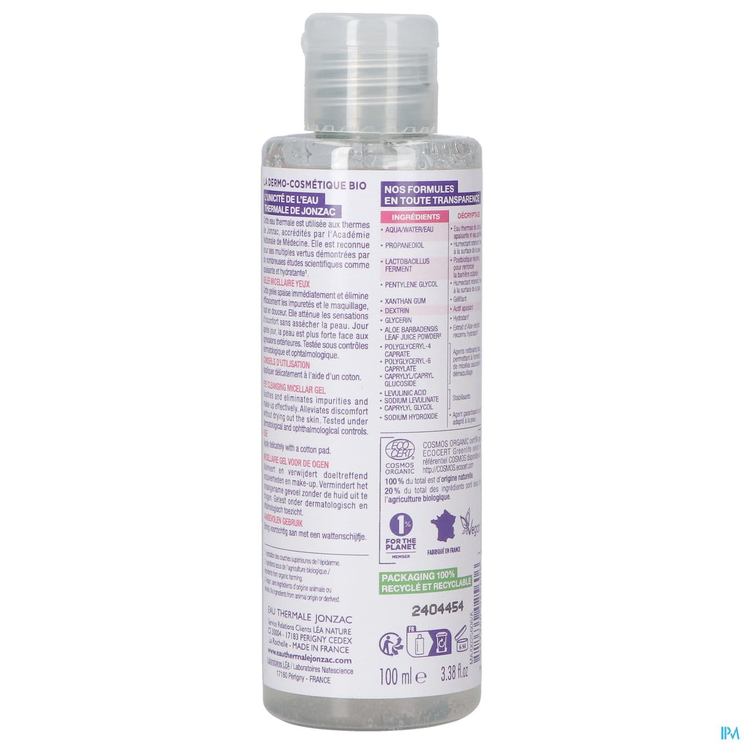 Eau Thermale Jonzac Reactive Control Gelee Micellaire Yeux 100ml