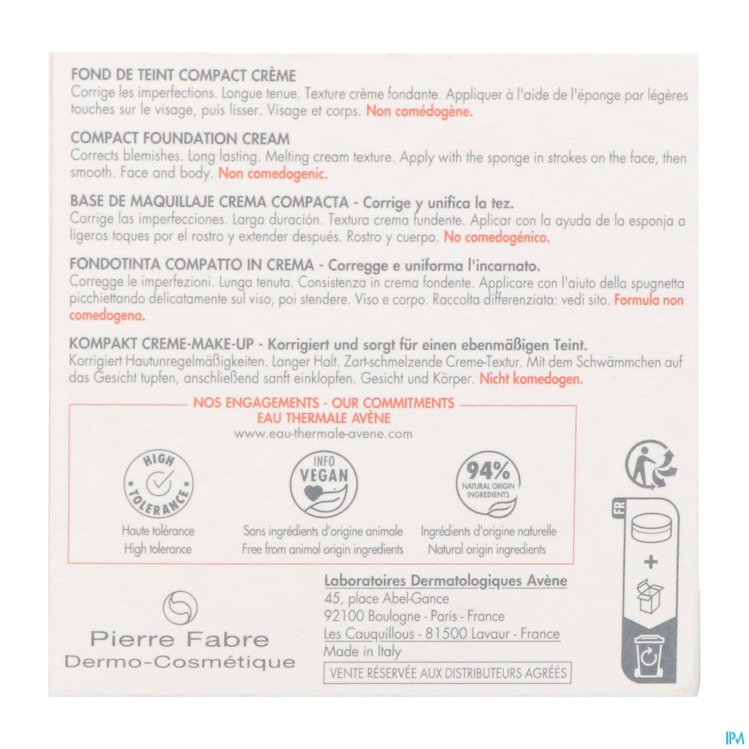 AVENE COUVRANCE FDT CR DORE