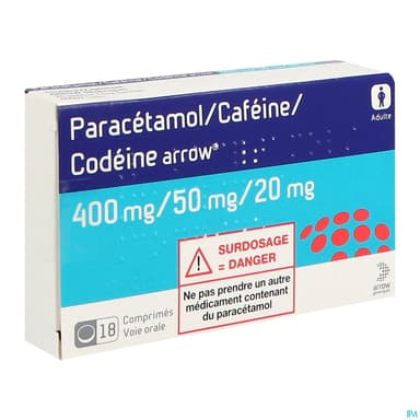 Paracetamol Cafeine Codeine Arrow 400mg/50mg/20mg Comprime 18