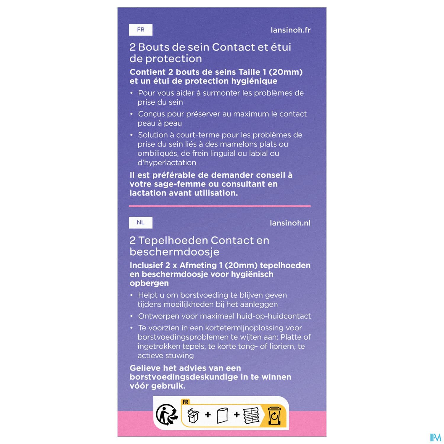LANSINOH BOUT SEIN T1+ETUI PROT 2