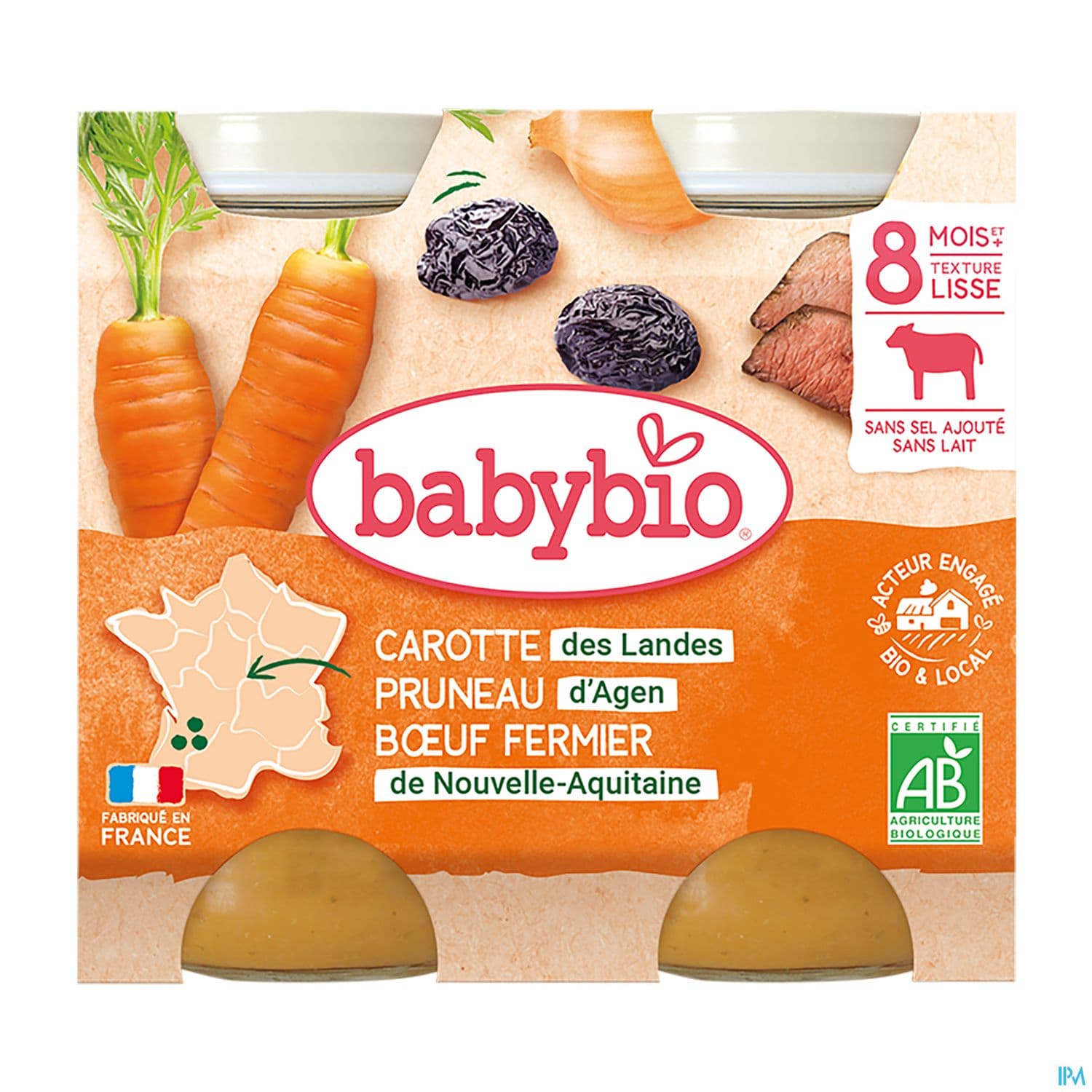 BABYBIO MENU CARO/PRUN/BŒUF 2X200G