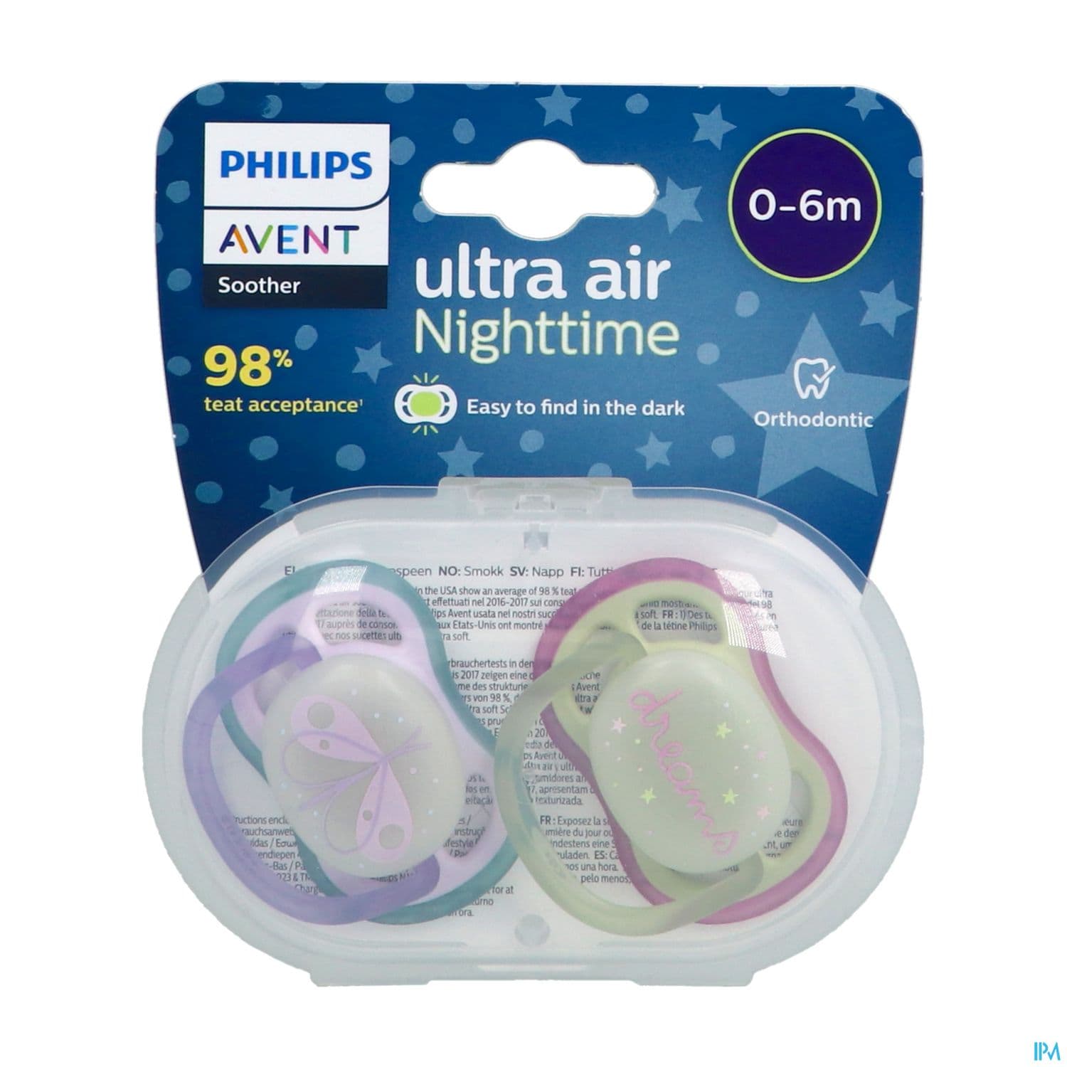 Avent Sucette Ultra Air Nuit 0/6mois X2