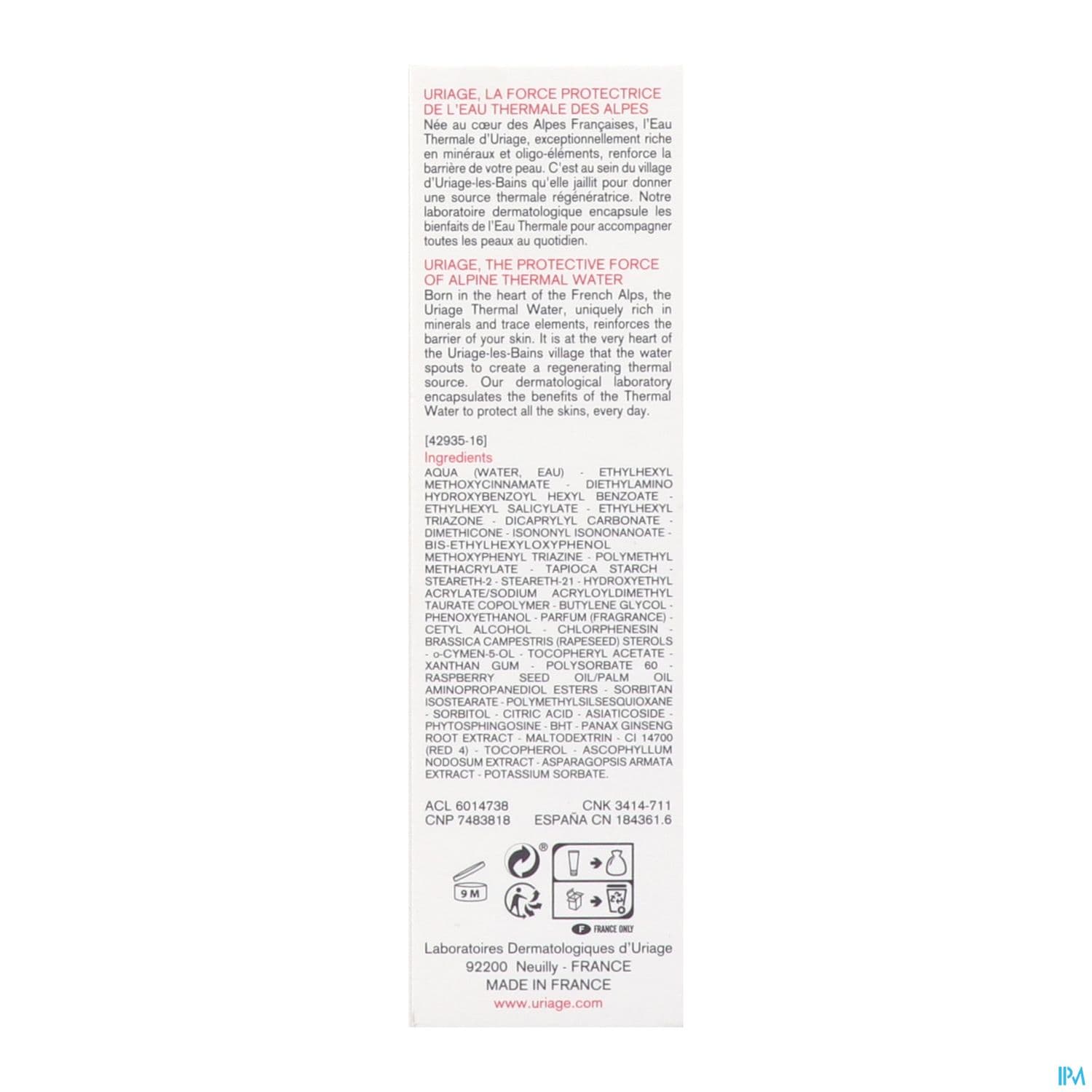 URIAGE ROSELIANE SPF30 A/ROUG 40ML