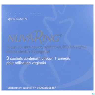 Nuvaring 15mcg/120mcg/24h Systeme De Diffusion Vaginal 3