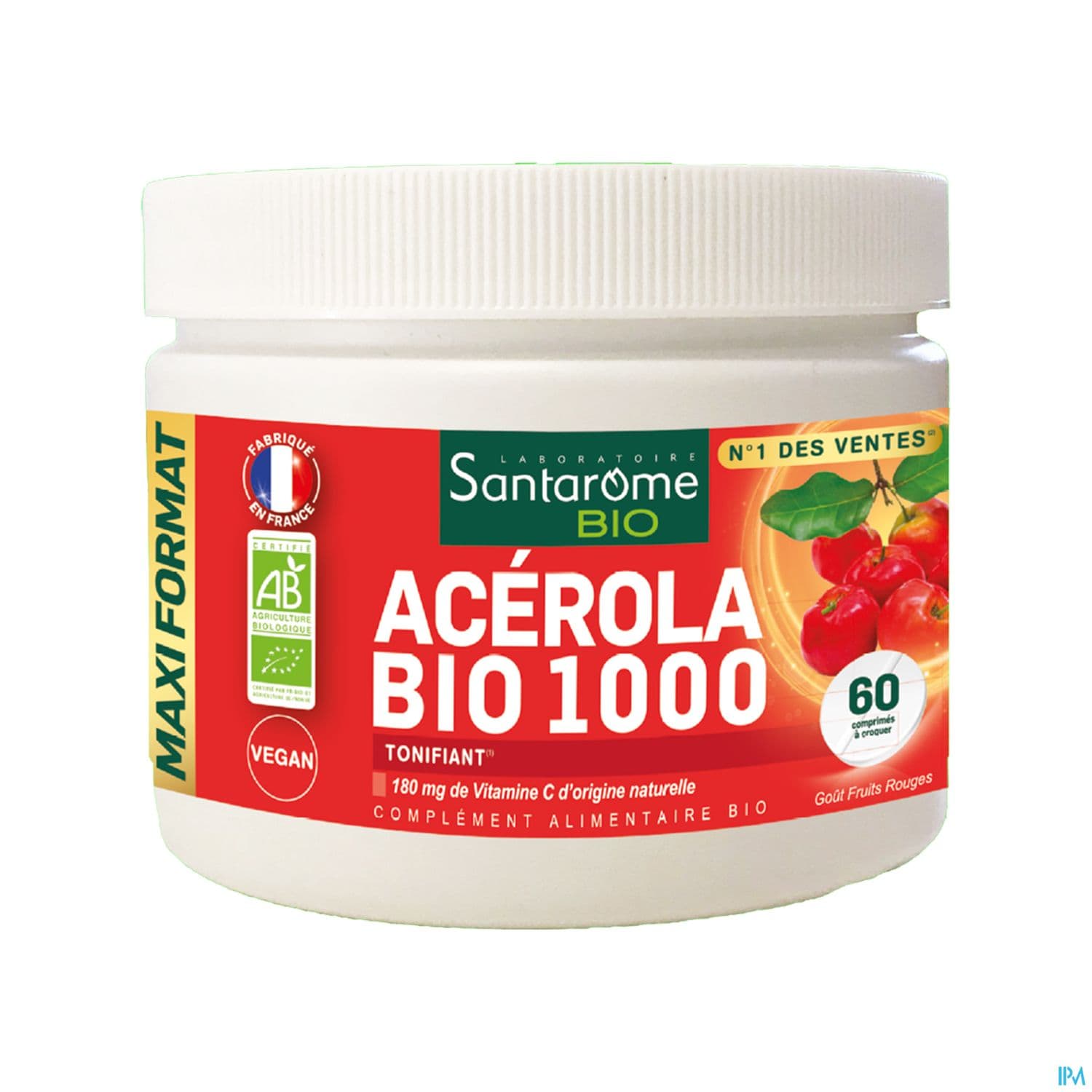 Santarome Acerola Bio 1000 Pot Comprime 60 (dont 20 Offerts)
