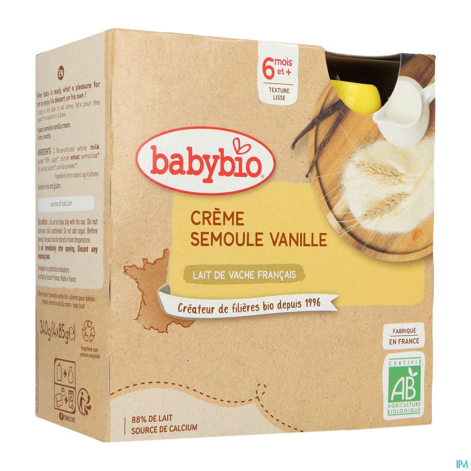 BABYBIO GOURD CR SEMOUL VANIL4X85G