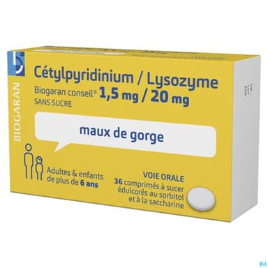 Cetylpyridinium Lysozyme Biogaran Conseil Sans Sucre Comprime A Sucer 36
