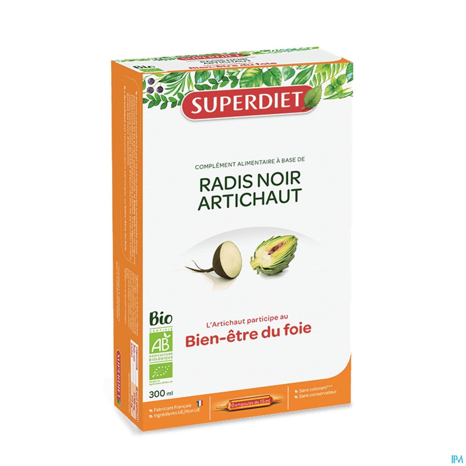Superdiet Radis Noir Artichaut Bio Ampoule Buvable 15ml 20