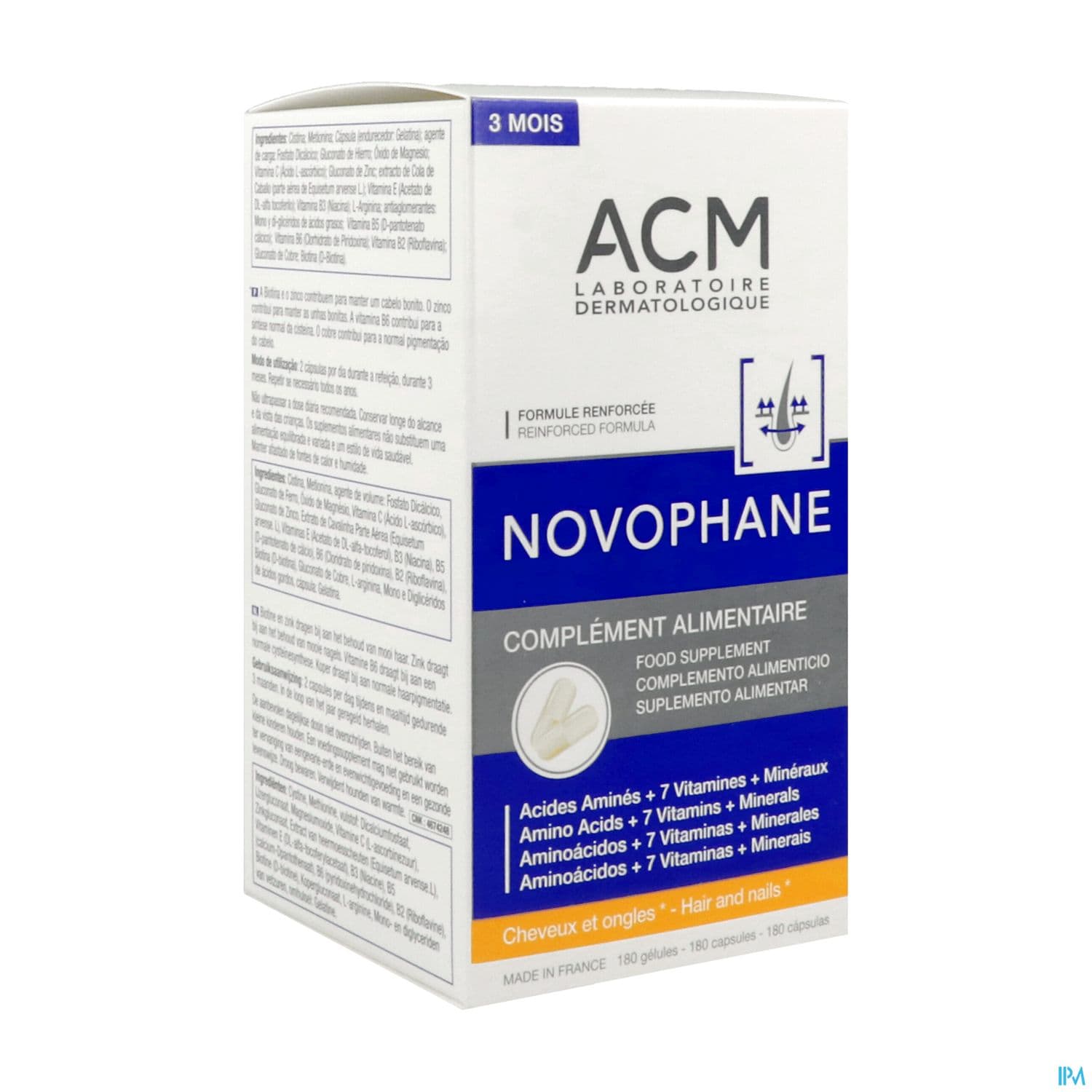 Acm Novophane Gelule Cheveux Et Ongles Pilulier 180