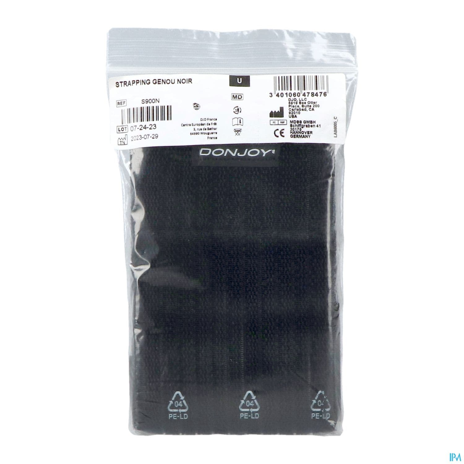 BDE DONJOY STRAPPING GENOU NOIR TU