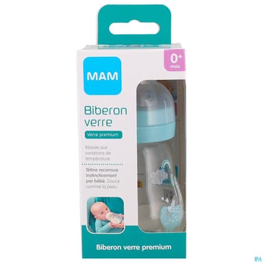 BIB MAM VERRE TETIN DEB1 BLEU170ML