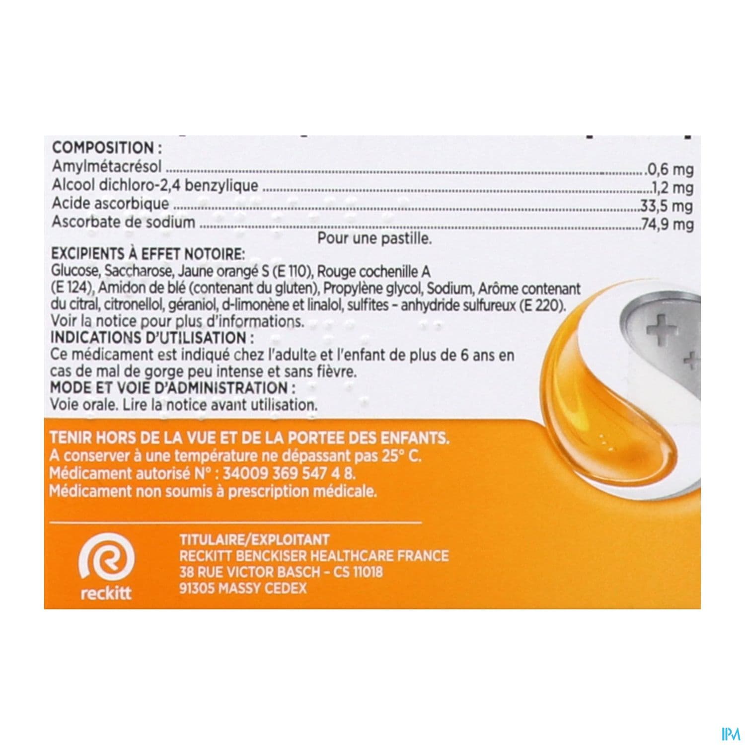 STREPSILS ORANGE VIT C PAST 24