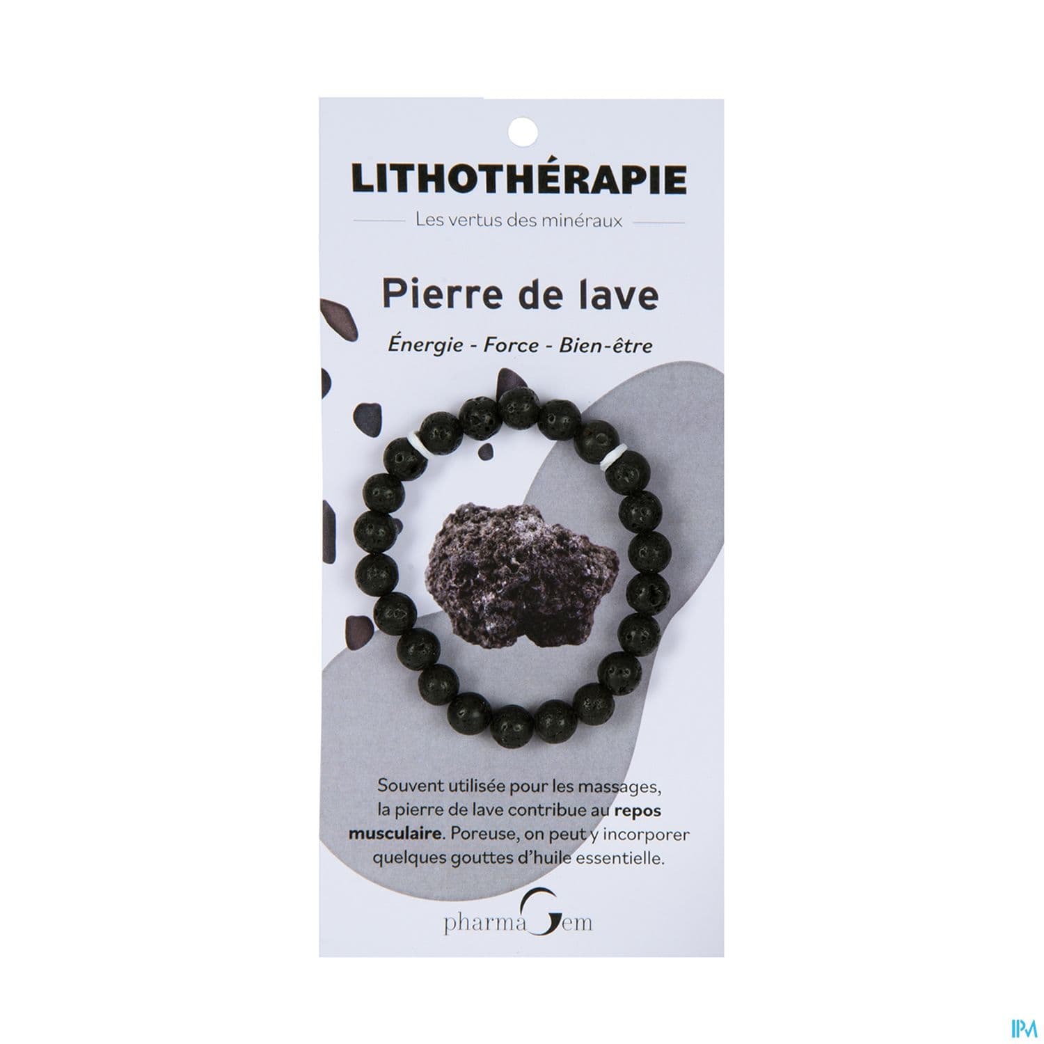Bracelet de lithothérapie en Pierre de lave - 8 mm