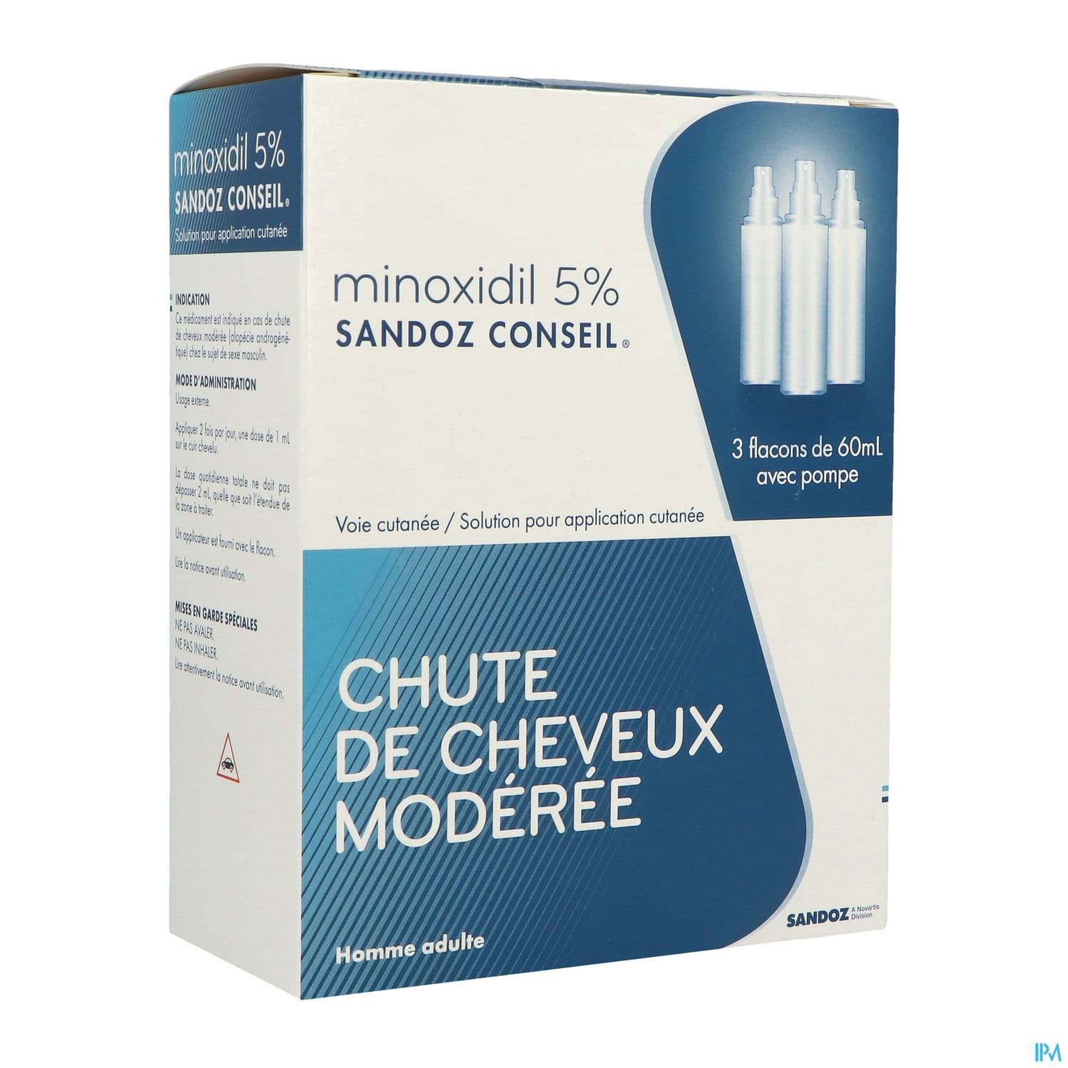 Minoxidil Sandoz Conseil 5% Solution Pour Application Cut 60ml X3