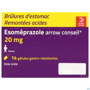Esomeprazole Arrow Conseil 20mg Gelule Gastroresistante 14