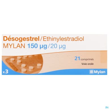 Desogestrel Ethinylestradiol Mylan 150mcg/20mcg Comprime 21 X3