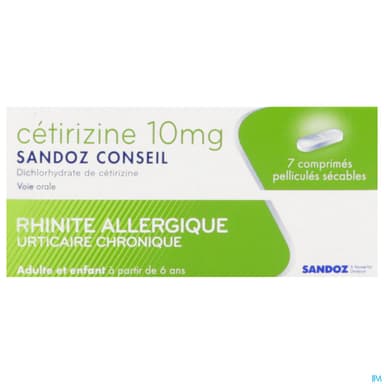 Cetirizine Sandoz Conseil 10mg Comprime Secable 7