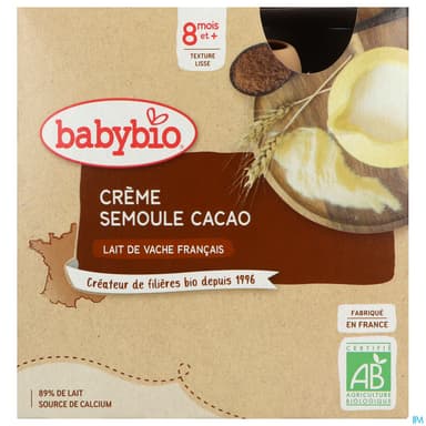 BABYBIO GOURD CR SEMOUL CACAO4X85G
