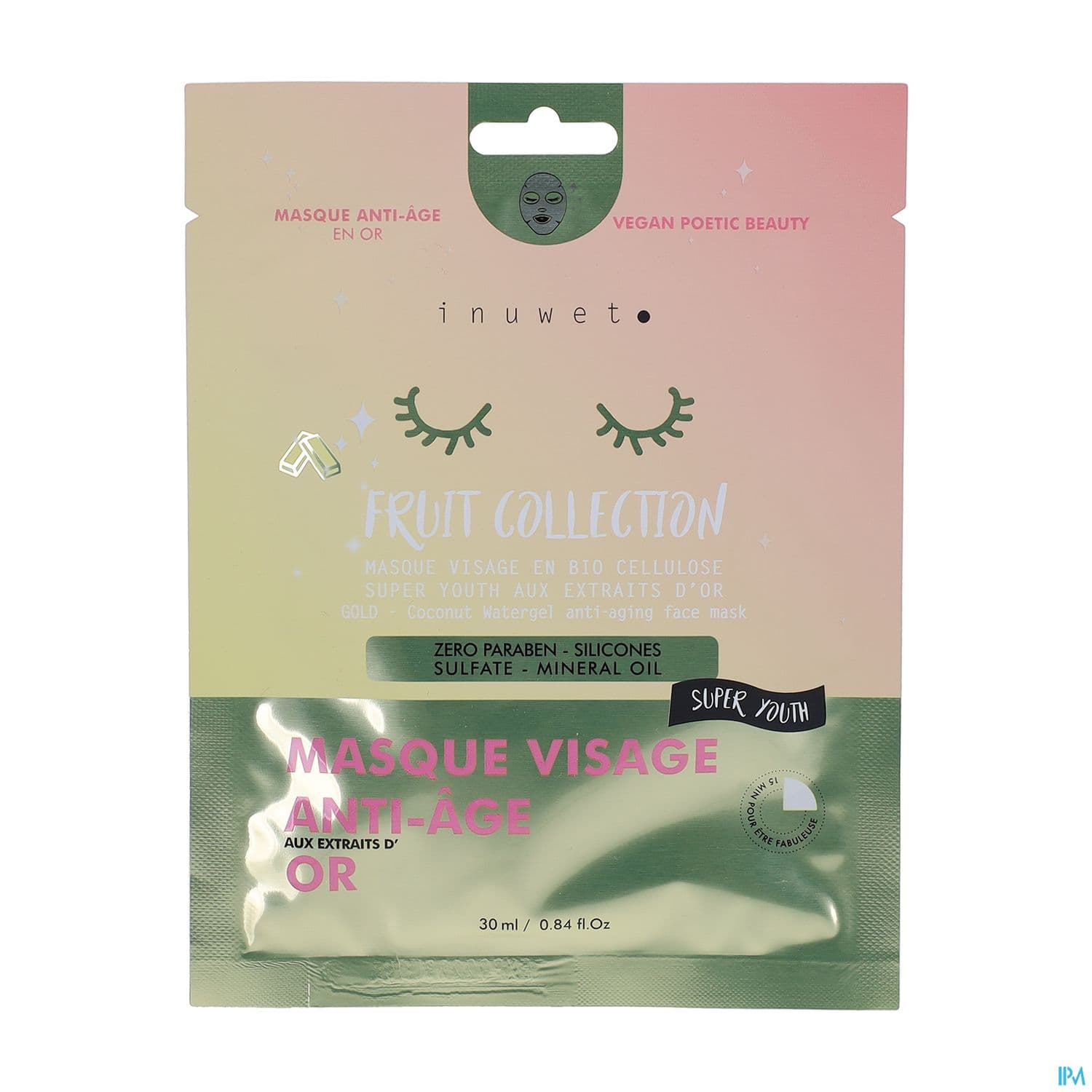 Inuwet Masque Visage Fruit Collection Hydratation Extraits D Or 30ml