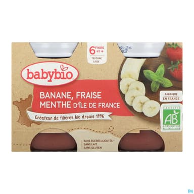 BABYBIO BANANE/FRAISE MENTH 2X130G