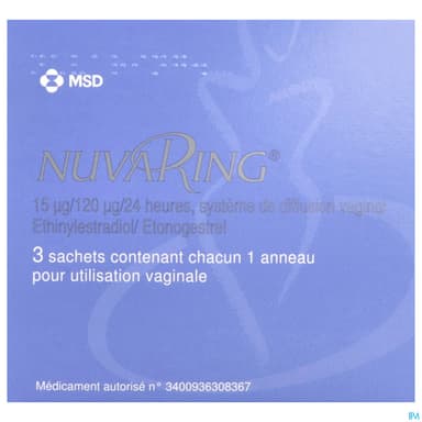Nuvaring 15mcg/120mcg/24h Systeme De Diffusion Vaginal 3