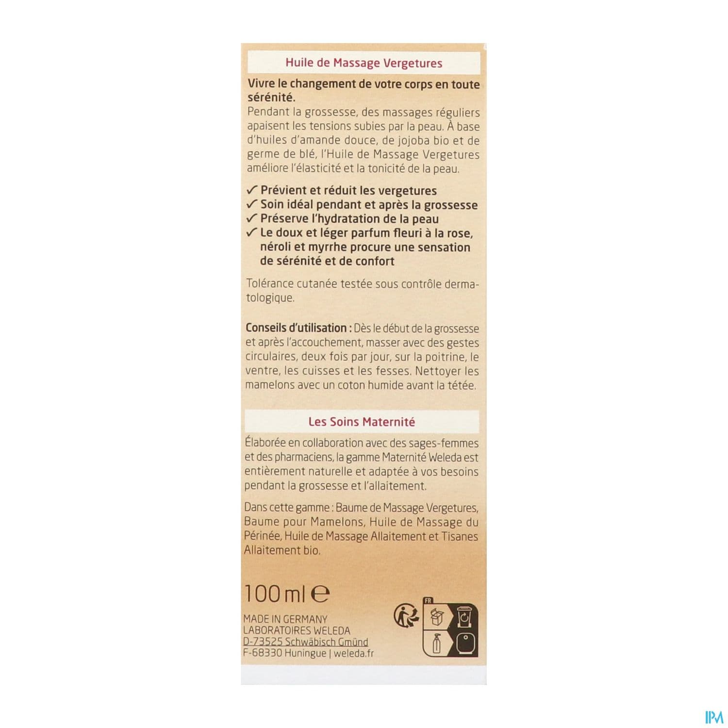 WELEDA HLE MASSAGE VERGETURE 100ML