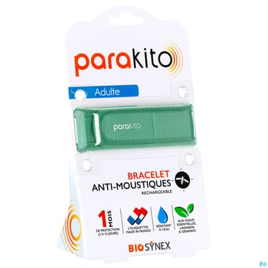 Parakito Bracelet Antimoustique Rechargeable Adulte Color Kaki