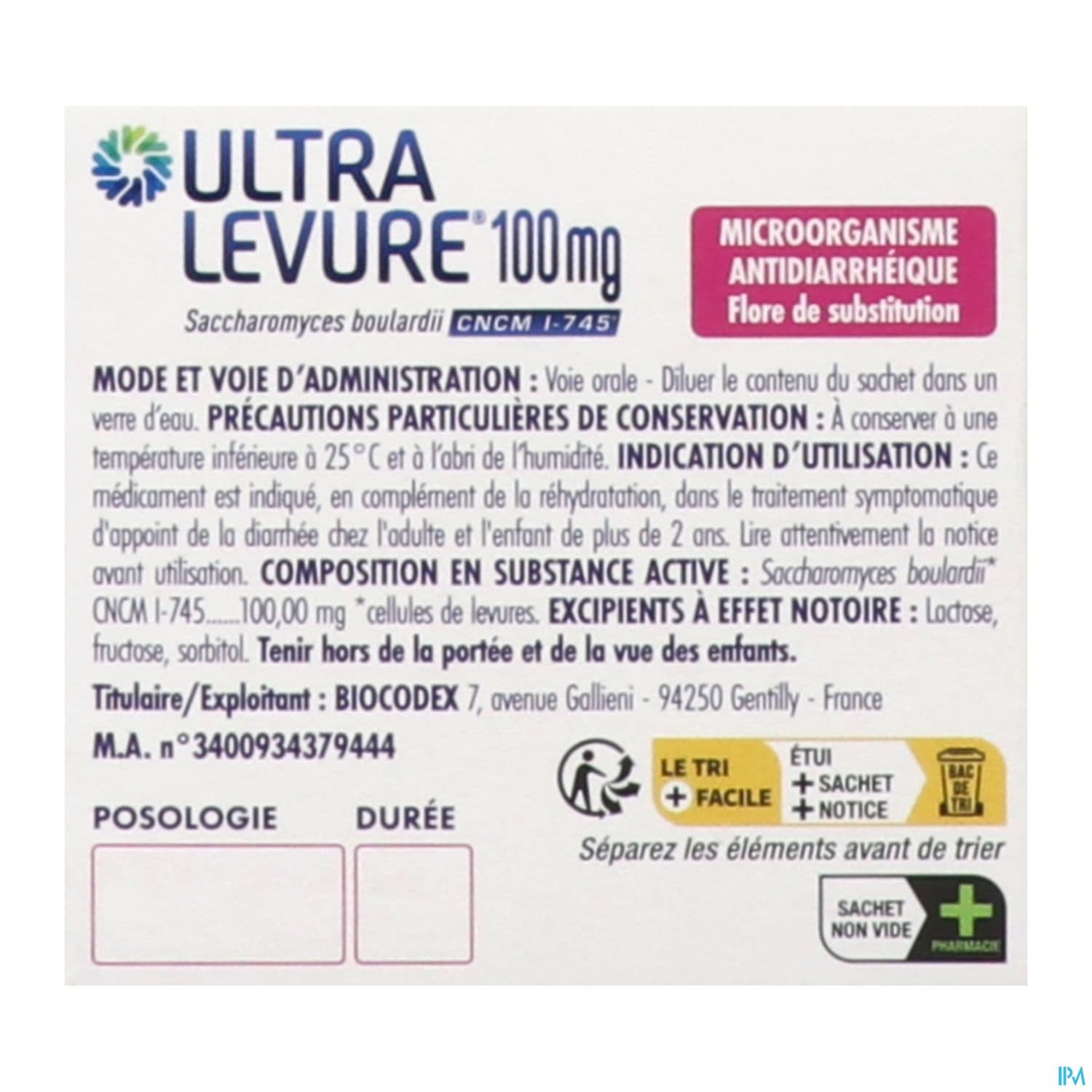 ULTRA LEVURE 100MG SACHET 20