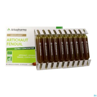 Arkopharma Arkofluides Bio Artichaut Fenouil Ampoule Buvable 10ml 20