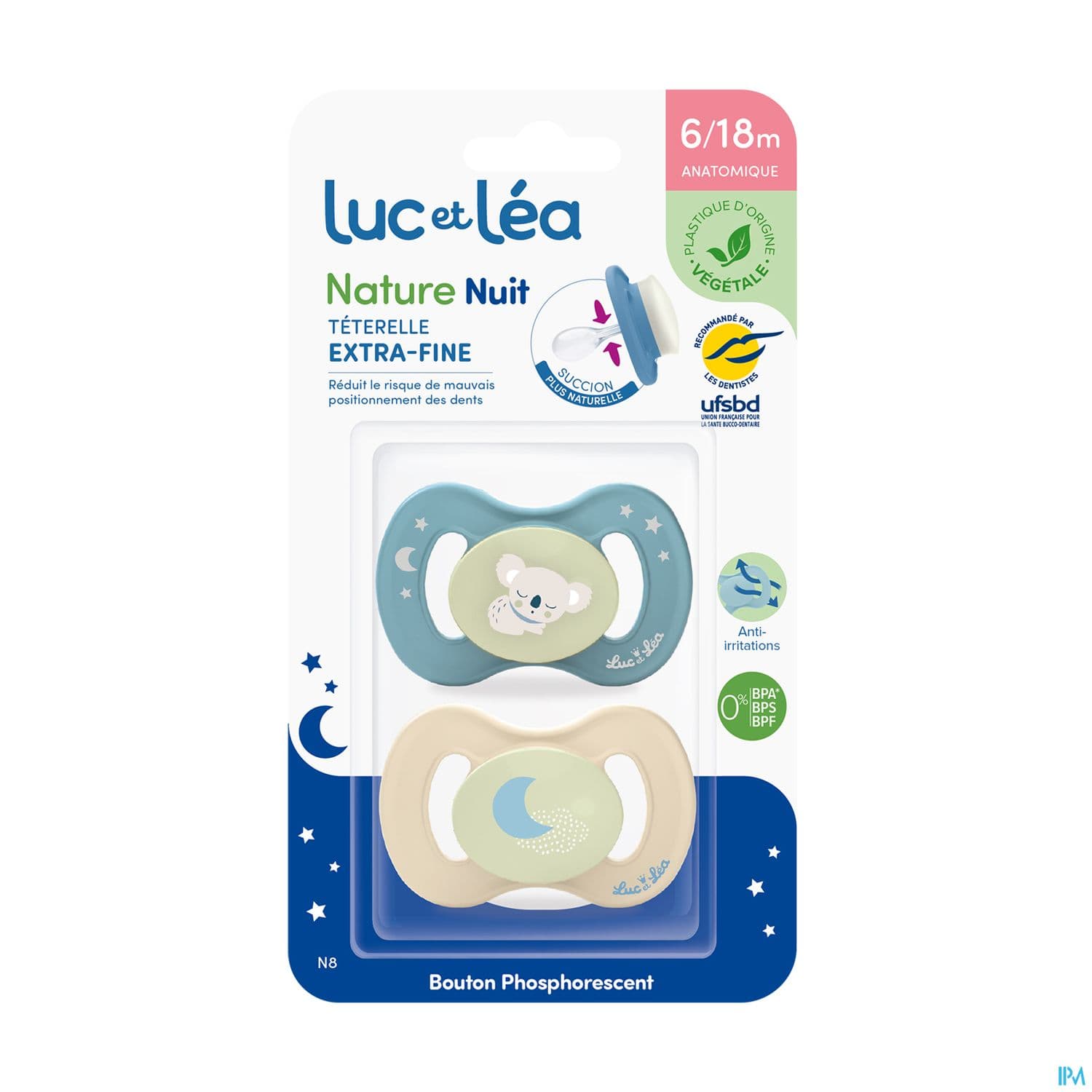 Luc Et Lea Sucette Nature Nuit Koaala 6/18m X2