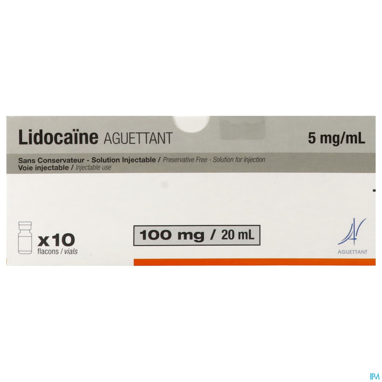 Lidocaine Aguettant 5mg/ml Solution Injectable Amp 20ml 10