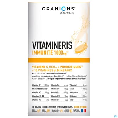 Granions Vitamineris Immunite 1000mg Comprime Effervescents 30