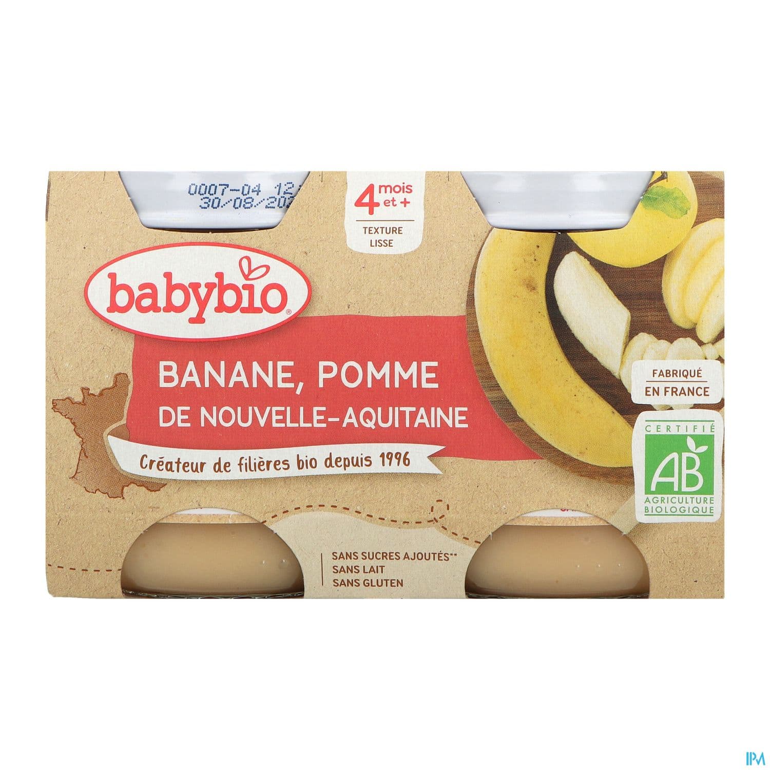 Babybio Banane Pomme De Nouvelle Aquitaine 4m 130g X2