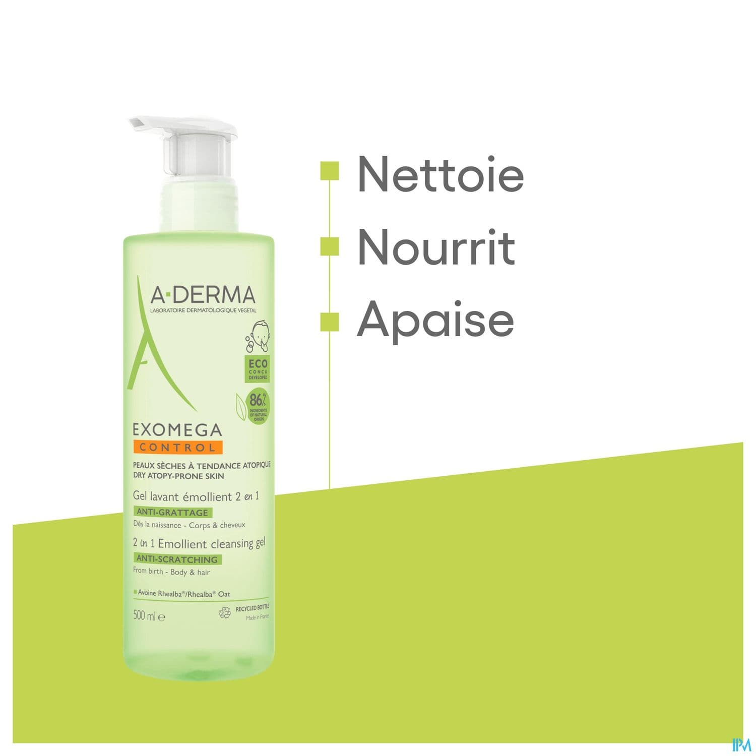 A Derma Exomega Control Gel Lavant Emollient 2en1 Antigrattage 500ml