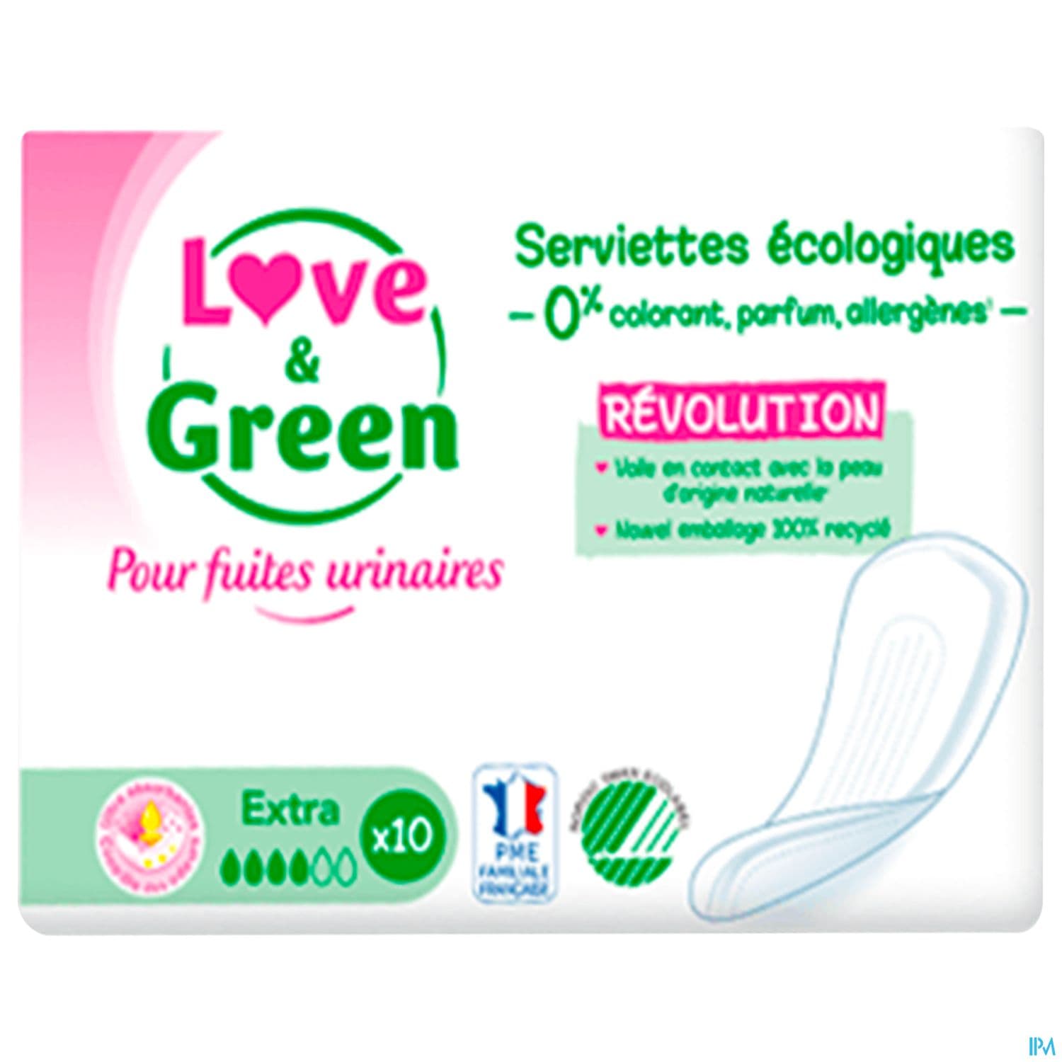 Love Green Serviettes Incontinence Hypoallergeniques Extra X10