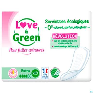 Love Green Serviettes Incontinence Hypoallergeniques Extra X10