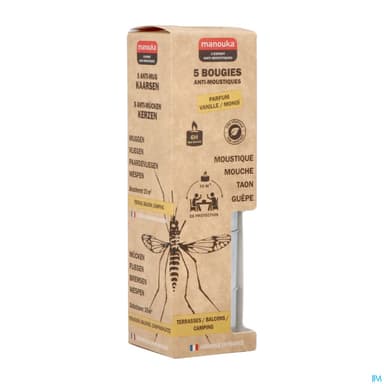 Manouka Bougie Antimoustique Vanille Monoi X5