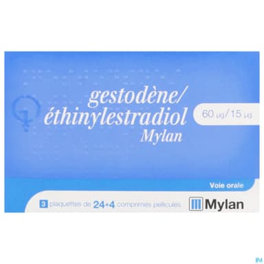 Gestodene Ethinylestradiol Mylan 60mcg/15mcg Comprime 28 X3