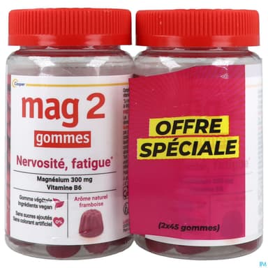 Cooper Mag 2 Gommes Nervosite Fatigue Framboise 45 X2