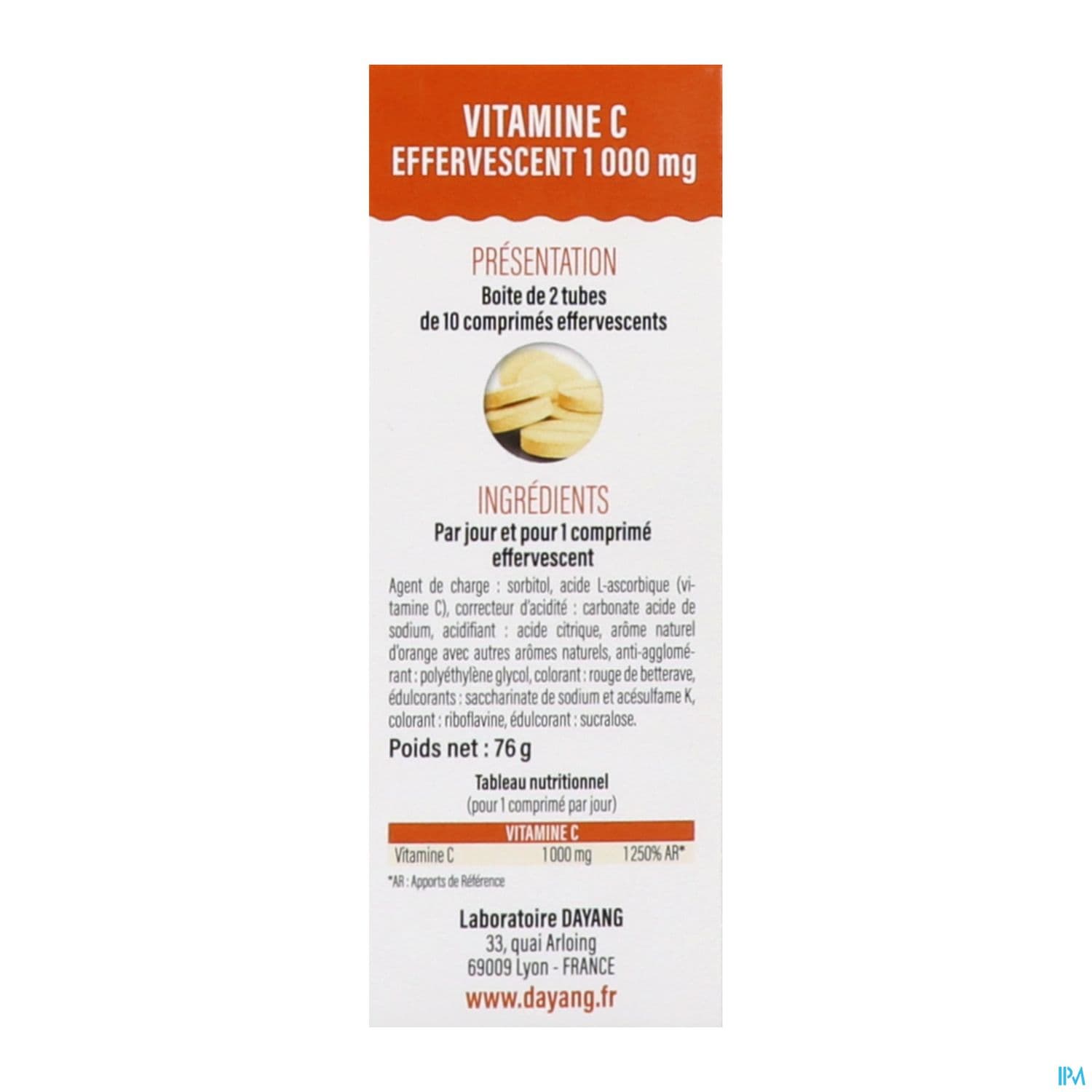 DAYANG VITAMINE C 1000MG CPR EFF20