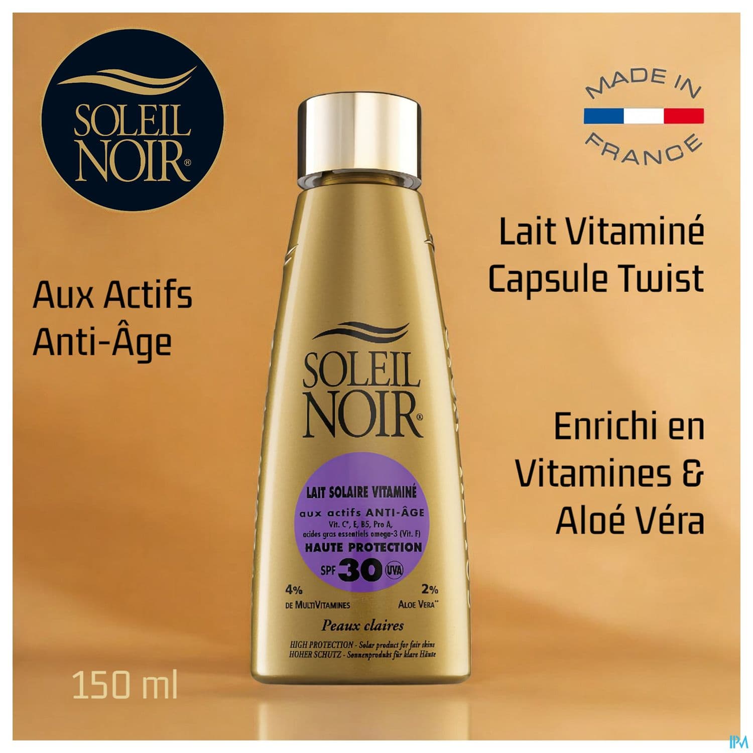 Soleil Noir Lait Solaire Vitamine Ip 30 Haute Protection 150ml
